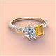 3 - Zahara IGI Certified 9x6 mm Pear Lab Grown Diamond and 7x5 mm Emerald Cut Citrine 2 Stone Duo Ring 