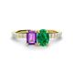 1 - Galina 7x5 mm Emerald Cut Amethyst and 8x6 mm Oval Emerald 2 Stone Duo Ring 