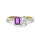 1 - Galina 7x5 mm Emerald Cut Amethyst and 8x6 mm Oval White Sapphire 2 Stone Duo Ring 