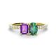 1 - Galina 7x5 mm Emerald Cut Amethyst and 8x6 mm Oval Lab Created Alexandrite 2 Stone Duo Ring 