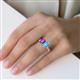 2 - Galina 7x5 mm Emerald Cut Amethyst and 8x6 mm Oval Blue Topaz 2 Stone Duo Ring 