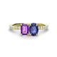 1 - Galina 7x5 mm Emerald Cut Amethyst and 8x6 mm Oval Iolite 2 Stone Duo Ring 