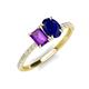4 - Galina 7x5 mm Emerald Cut Amethyst and 8x6 mm Oval Blue Sapphire 2 Stone Duo Ring 