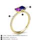 5 - Galina 7x5 mm Emerald Cut Amethyst and 8x6 mm Oval Blue Sapphire 2 Stone Duo Ring 