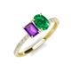 4 - Galina 7x5 mm Emerald Cut Amethyst and 8x6 mm Oval Emerald 2 Stone Duo Ring 