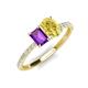 4 - Galina 7x5 mm Emerald Cut Amethyst and 8x6 mm Oval Yellow Sapphire 2 Stone Duo Ring 