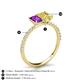 5 - Galina 7x5 mm Emerald Cut Amethyst and 8x6 mm Oval Yellow Sapphire 2 Stone Duo Ring 