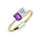 4 - Galina 7x5 mm Emerald Cut Amethyst and 8x6 mm Oval White Sapphire 2 Stone Duo Ring 