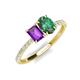 4 - Galina 7x5 mm Emerald Cut Amethyst and 8x6 mm Oval Lab Created Alexandrite 2 Stone Duo Ring 