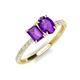 4 - Galina 7x5 mm Emerald Cut and 8x6 mm Oval Amethyst 2 Stone Duo Ring 