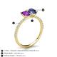 5 - Galina 7x5 mm Emerald Cut Amethyst and 8x6 mm Oval Iolite 2 Stone Duo Ring 