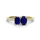 1 - Galina 7x5 mm Emerald Cut and 8x6 mm Oval Blue Sapphire 2 Stone Duo Ring 
