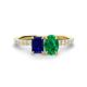 1 - Galina 7x5 mm Emerald Cut Blue Sapphire and 8x6 mm Oval Emerald 2 Stone Duo Ring 