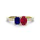 1 - Galina 7x5 mm Emerald Cut Blue Sapphire and 8x6 mm Oval Ruby 2 Stone Duo Ring 