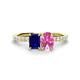 1 - Galina 7x5 mm Emerald Cut Blue Sapphire and 8x6 mm Oval Pink Sapphire 2 Stone Duo Ring 