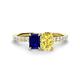 1 - Galina 7x5 mm Emerald Cut Blue Sapphire and 8x6 mm Oval Yellow Sapphire 2 Stone Duo Ring 