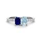 1 - Galina 7x5 mm Emerald Cut Blue Sapphire and 8x6 mm Oval Aquamarine 2 Stone Duo Ring 