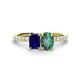 1 - Galina 7x5 mm Emerald Cut Blue Sapphire and 8x6 mm Oval Lab Created Alexandrite 2 Stone Duo Ring 