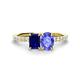 1 - Galina 7x5 mm Emerald Cut Blue Sapphire and 8x6 mm Oval Tanzanite 2 Stone Duo Ring 