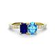 1 - Galina 7x5 mm Emerald Cut Blue Sapphire and 8x6 mm Oval Blue Topaz 2 Stone Duo Ring 
