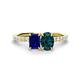1 - Galina 7x5 mm Emerald Cut Blue Sapphire and 8x6 mm Oval London Blue Topaz 2 Stone Duo Ring 