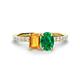 1 - Galina 7x5 mm Emerald Cut Citrine and 8x6 mm Oval Emerald 2 Stone Duo Ring 