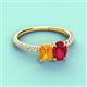 3 - Galina 7x5 mm Emerald Cut Citrine and 8x6 mm Oval Ruby 2 Stone Duo Ring 