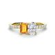 1 - Galina 7x5 mm Emerald Cut Citrine and 8x6 mm Oval White Sapphire 2 Stone Duo Ring 