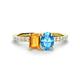 1 - Galina 7x5 mm Emerald Cut Citrine and 8x6 mm Oval Blue Topaz 2 Stone Duo Ring 