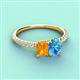 3 - Galina 7x5 mm Emerald Cut Citrine and 8x6 mm Oval Blue Topaz 2 Stone Duo Ring 