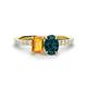 1 - Galina 7x5 mm Emerald Cut Citrine and 8x6 mm Oval London Blue Topaz 2 Stone Duo Ring 