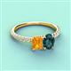 3 - Galina 7x5 mm Emerald Cut Citrine and 8x6 mm Oval London Blue Topaz 2 Stone Duo Ring 