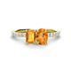1 - Galina 7x5 mm Emerald Cut Citrine and 8x6 mm Oval Citrine 2 Stone Duo Ring 