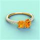 3 - Galina 7x5 mm Emerald Cut Citrine and 8x6 mm Oval Citrine 2 Stone Duo Ring 