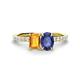 1 - Galina 7x5 mm Emerald Cut Citrine and 8x6 mm Oval Iolite 2 Stone Duo Ring 