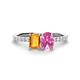 1 - Galina 7x5 mm Emerald Cut Citrine and 8x6 mm Oval Pink Sapphire 2 Stone Duo Ring 