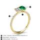 5 - Galina GIA Certified 7x5 mm Emerald Cut Diamond and 8x6 mm Oval Emerald 2 Stone Duo Ring 