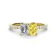 1 - Galina GIA Certified 7x5 mm Emerald Cut Diamond and 8x6 mm Oval Yellow Sapphire 2 Stone Duo Ring 