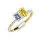 4 - Galina GIA Certified 7x5 mm Emerald Cut Diamond and 8x6 mm Oval Yellow Sapphire 2 Stone Duo Ring 