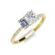 4 - Galina GIA Certified 7x5 mm Emerald Cut Diamond and 8x6 mm Oval White Sapphire 2 Stone Duo Ring 