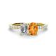 1 - Galina GIA Certified 7x5 mm Emerald Cut Diamond and 8x6 mm Oval Citrine 2 Stone Duo Ring 