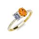 4 - Galina GIA Certified 7x5 mm Emerald Cut Diamond and 8x6 mm Oval Citrine 2 Stone Duo Ring 