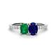 1 - Galina 7x5 mm Emerald Cut Emerald and 8x6 mm Oval Blue Sapphire 2 Stone Duo Ring 