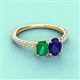 3 - Galina 7x5 mm Emerald Cut Emerald and 8x6 mm Oval Blue Sapphire 2 Stone Duo Ring 
