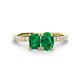 1 - Galina 7x5 mm Emerald Cut and 8x6 mm Oval Emerald 2 Stone Duo Ring 