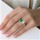 2 - Galina 7x5 mm Emerald Cut Emerald and GIA Certified 8x6 mm Oval Diamond 2 Stone Duo Ring 