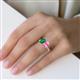 2 - Galina 7x5 mm Emerald Cut Emerald and 8x6 mm Oval Pink Sapphire 2 Stone Duo Ring 