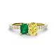 1 - Galina 7x5 mm Emerald Cut Emerald and 8x6 mm Oval Yellow Sapphire 2 Stone Duo Ring 