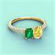 3 - Galina 7x5 mm Emerald Cut Emerald and 8x6 mm Oval Yellow Sapphire 2 Stone Duo Ring 