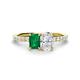1 - Galina 7x5 mm Emerald Cut Emerald and 8x6 mm Oval White Sapphire 2 Stone Duo Ring 